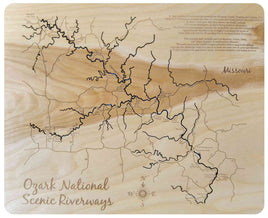 Ozark National Scenic Riverways, Missouri - laser cut wood map