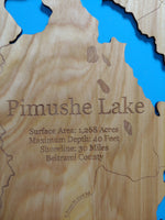 Pimushe Lake, Minnesota - laser cut wood map