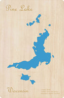 Pine Lake, Wisconsin - laser cut wood map