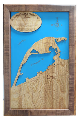 Presque Isle, Pennsylvania  - laser cut wood map