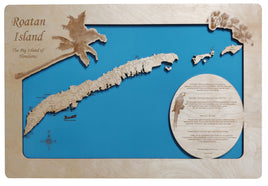 Roatan Island, Honduras Map - laser cut wood map