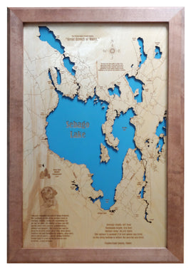 Sebago Lake, Maine - laser cut wood map