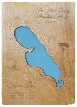 Silver Lake, Wisconsin - laser cut wood map