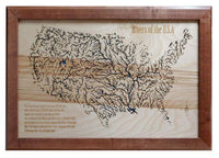 USA Rivers - laser cut wood map